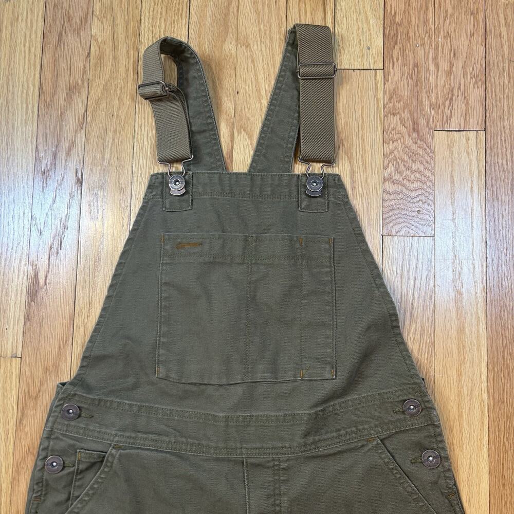 REI CO-OP Women’s Size 4 Trailsmith Double Knee Overalls Dark Olive Canvas
